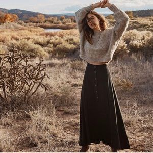 Christy Dawn Ida Skirt Black Noir Textured Woven Fabric High Waist Maxi Skirt